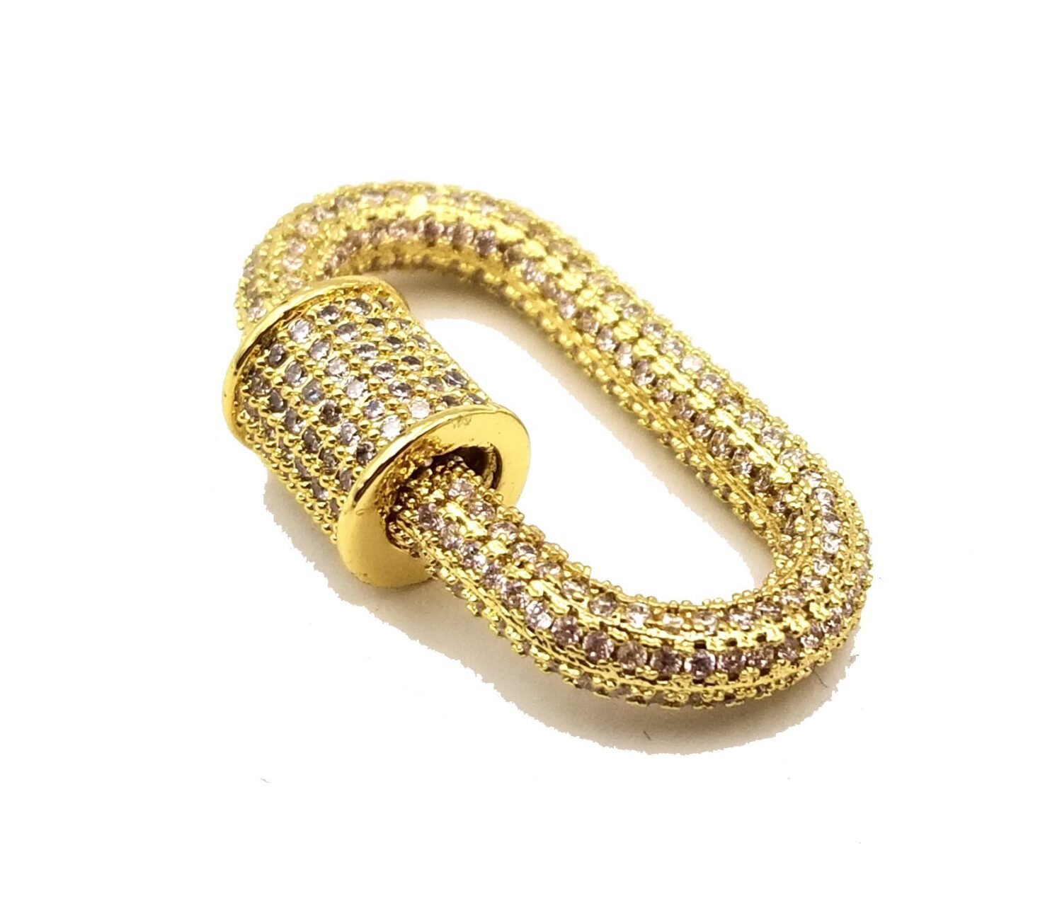 24K Gold Filled Oval Screw Clasp, Screw Clasp, Buckle Clasp, Pave Large Clasp, Interlocking Clasp, Pave Clasp, 26x14mm, CL331