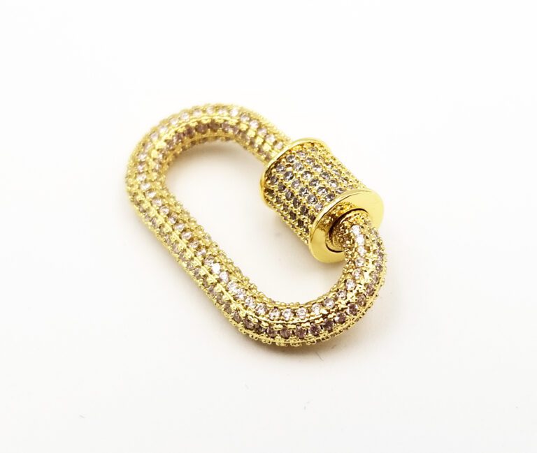 24K Gold Filled Oval Screw Clasp, Screw Clasp, Buckle Clasp, Pave Large Clasp, Interlocking Clasp, Pave Clasp, 26x14mm, CL331