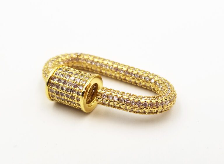 24K Gold Filled Oval Screw Clasp, Screw Clasp, Buckle Clasp, Pave Large Clasp, Interlocking Clasp, Pave Clasp, 26x14mm, CL331