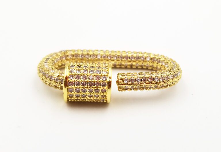 24K Gold Filled Oval Screw Clasp, Screw Clasp, Buckle Clasp, Pave Large Clasp, Interlocking Clasp, Pave Clasp, 26x14mm, CL331