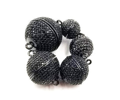 Strong Black Diamond CZ Magnetic Clasp, CZ Micro Pave Magnetic Round Clasp, Magnetic Clasp, 8mm/10mm/12mm/14mm/16mm/18mm/20mm, CL332