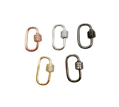 14K Gold Filled Small Oval Screw Clasp CZ Micro Pave, Screw Clasp Carabiner Lock, Interlocking Clasp, Pave Oval Lock, Oval Shape Clasp, 19x12mm, CL336