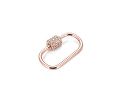 24K Gold Filled Medium Oval Screw Clasp CZ Micro Pave, Screw Clasp Carabiner Lock, Interlocking Clasp, Pave Oval Shaped Lock Clasps, 24x15mm, CL338