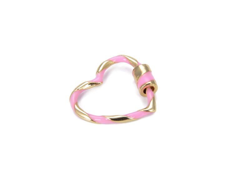 24K Gold Filled Enamel Heart Screw Clasp Gold Plated, Interlocking Clasps, Heart Shape Screw Buckle Clasp, Gold Plated Heart Clasp, 25x22mm, CL342