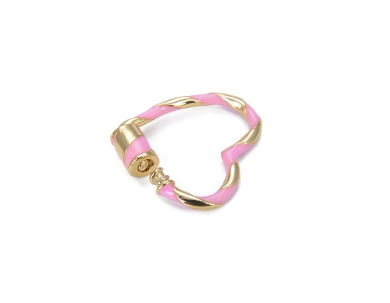 24K Gold Filled Enamel Heart Screw Clasp Gold Plated, Interlocking Clasps, Heart Shape Screw Buckle Clasp, Gold Plated Heart Clasp, 25x22mm, CL342