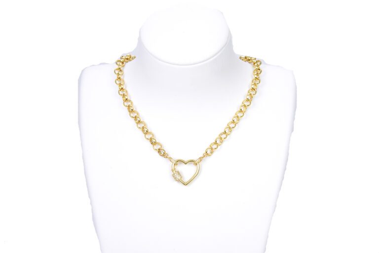 24K Gold Filled Love Heart Shaped Screw Clasp, Gold CZ Screw Clasp Micro Pave Heart with Screw On Mechanism, Carabiner Clasp, CL343