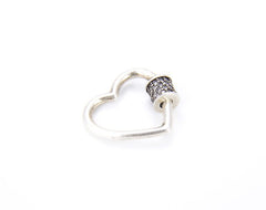 Antique Silver Small Heart Screw Clasp CZ Micro Pave, Interlocking Clasp Cubic Zirconia Heart Clasp, Unique Clasps, 20x18mm, CL346