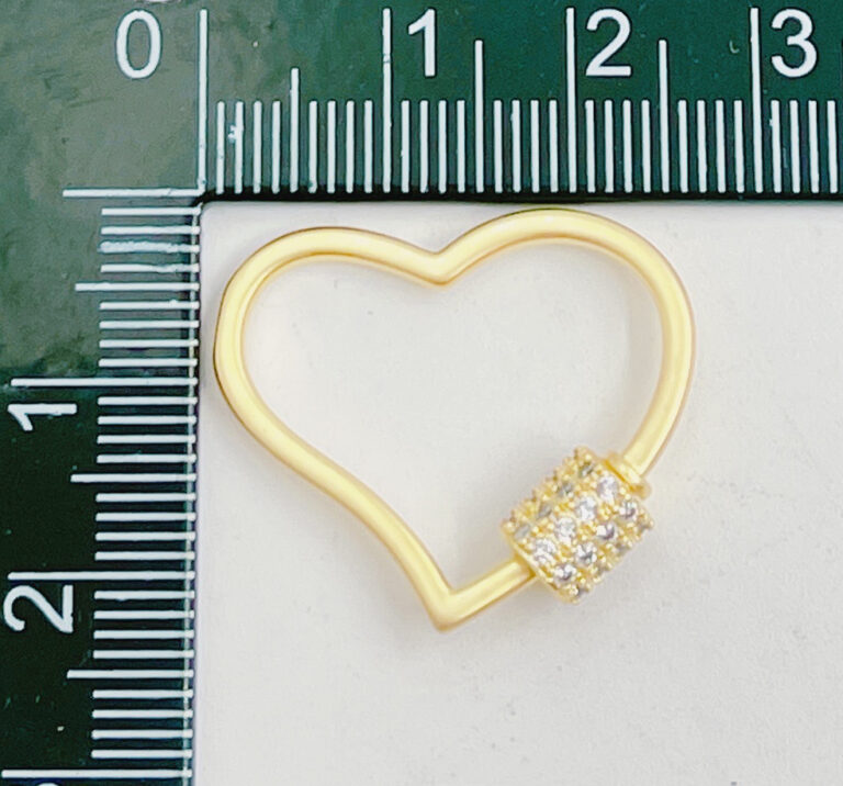 Antique Heart Screw Clasp CZ Micro Pave, Carabiner Clasp, Interlocking Clasp, Cubic Zirconia, Pave Clasp, Heart Clasp, 26x22mm, CL348