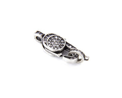 Antique Silver Lobster Clasp CZ Micro Pave, Silver Lobster Claw Clasp Micro Pave Cubic Zirconia, Pave Clasps Buckle, 27x10mm, CL351