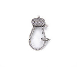 Antique Silver Lobster Clasp CZ Micro Pave, Silver Lobster Claw Clasp Micro Pave Cubic Zirconia, Pave Clasps Buckle, 39x18mm, CL352