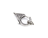 Antique Silver Lobster Clasp CZ Micro Pave, Silver Lobster Claw Clasp Micro Pave Cubic Zirconia, Pave Clasps Buckle, 31x18mm, CL354