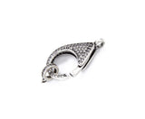 Antique Silver Lobster Clasp CZ Micro Pave, Silver Lobster Claw Clasp Micro Pave Cubic Zirconia, Pave Clasps Buckle, 31x18mm, CL354