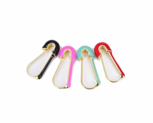 18K Gold Filled Enamel Safety Pin Clasp, Lobster Clasp, Bracelet Clasp, Necklace Clasp, Pink White Black Blue Turquoise Enamel Pin, Clasp, 27x11mm, CL361