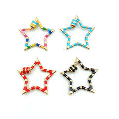 24K Gold Filled Enamel Star Screw Clasp, Star Clasp, Screw Clasp, Bracelet Clasp, Necklace Clasp, Star, Clasps, 31mm, CL377