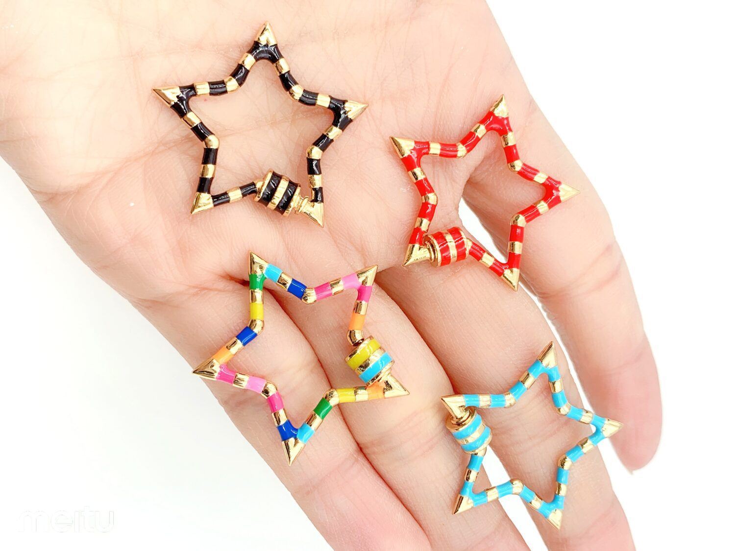 24K Gold Filled Enamel Star Screw Clasp, Star Clasp, Screw Clasp, Bracelet Clasp, Necklace Clasp, Star, Clasps, 31mm, CL377