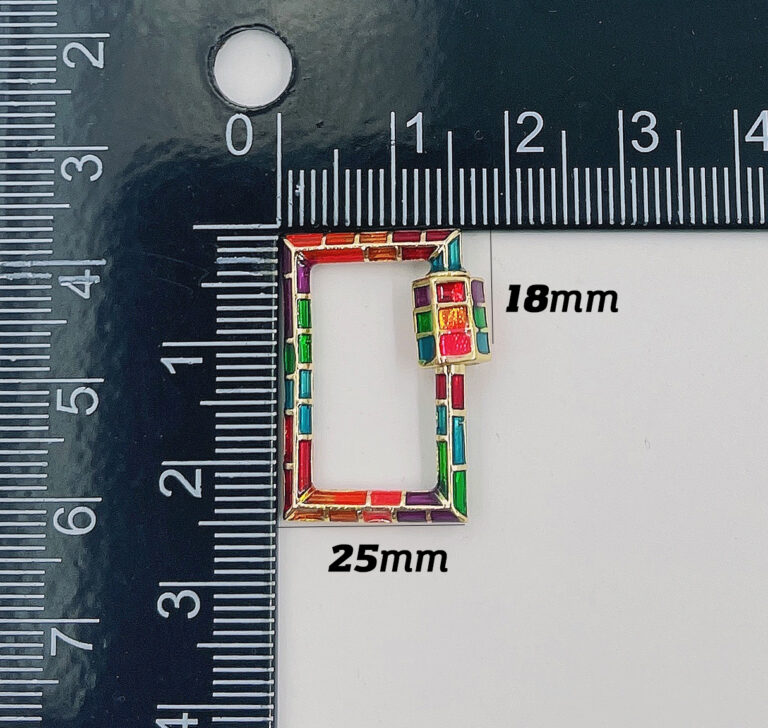 24K Gold Filled Square Shape Colored Screw Clasp, Carabiner Screw Clasp, Carabiner Lock, Bracelet Clasp, Screw Clasp, 24x24mm, CL381