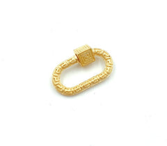 24K Gold Filled Oval Screw Clasp, Heart Screw Clasp, Carabiner Lock, Bracelet Clasp, Screw Clasp, Cubic Zirconia, Sand Gold Finish, 23x15mm, CL384