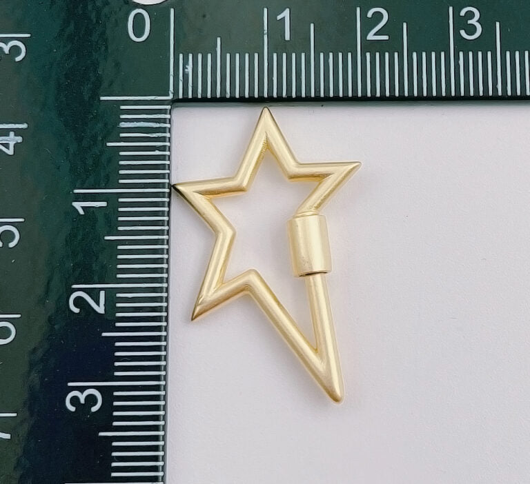 24K Gold Filled Shooting Star Shape Screw Clasp, Carabiner Screw Clasp, Carabiner Lock, Bracelet Clasp, Screw Clasp, Sand Gold Finish, 23x15mm, CL386