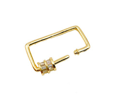 24K Gold Filled Rectangle Shape CZ Micro Pave Screw Clasp, Carabiner Screw Clasp, Rectangle Clasp, Necklace Clasp, Cubic Zirconia, 26x25mm, CL408