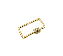 24K Gold Filled Rectangle Shape CZ Micro Pave Screw Clasp, Carabiner Screw Clasp, Rectangle Clasp, Necklace Clasp, Cubic Zirconia, 26x25mm, CL408