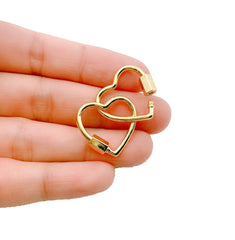 24K Gold Filled Heart Gold Plated Carabiner Clasp, Heart Screw Clasp, Heart Clasp, Carabiner Clasp, Necklace Clasp, Bracelet Clasp, 21x21mm, CL411