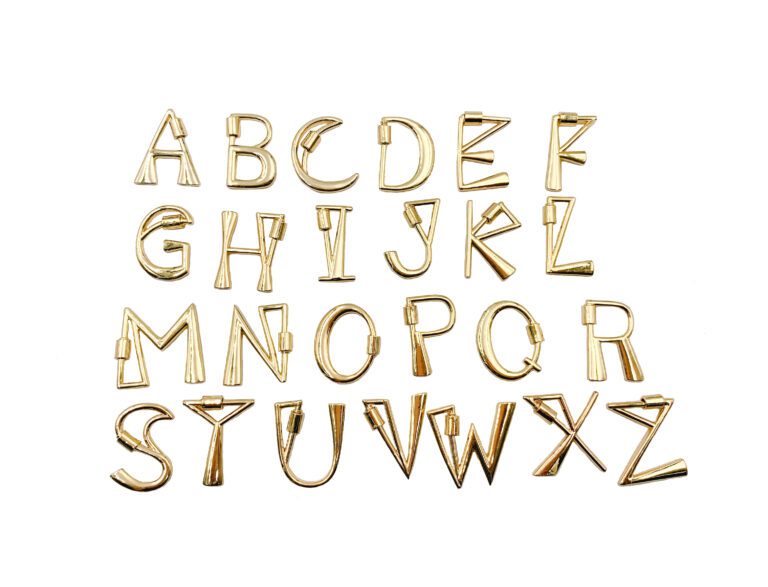 22K Gold Filled plated Clasp, Initial Letter Screw Lock Clasp, Alphabet Letters, Carabiner Lock, Gold Lock, Interlocking Clasp, 29x24mm, CL427