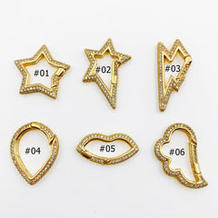 14K Gold Filled Snap Clasp, CZ Micro Pave Snap Clasp, Star Clasp, Teardrop Clasp, Lips Clasp, Cloud Clasp, Lightning Bolt Clasp, CL448