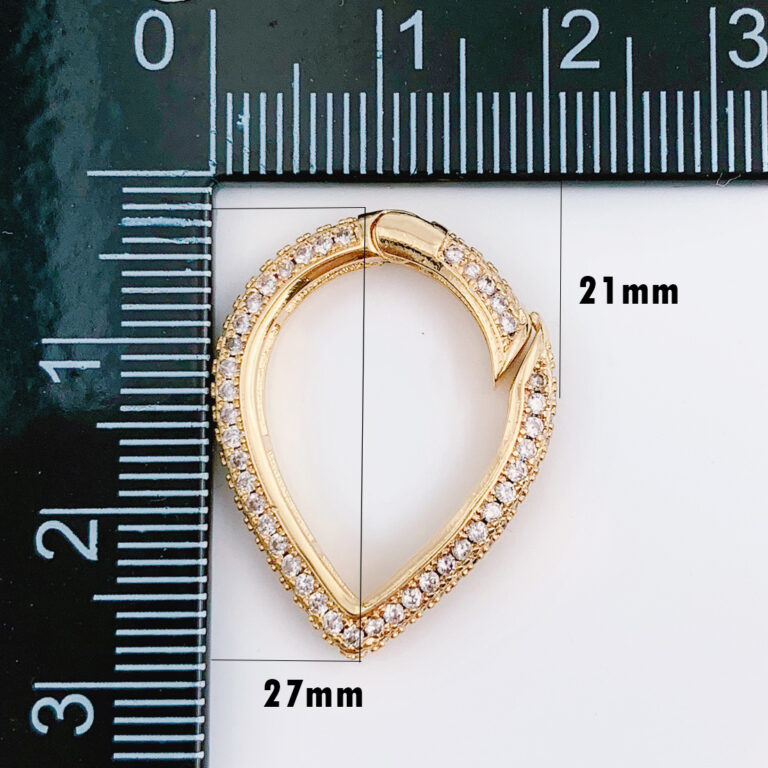 14K Gold Filled Snap Clasp, CZ Micro Pave Snap Clasp, Teardrop Clasp, CL448A