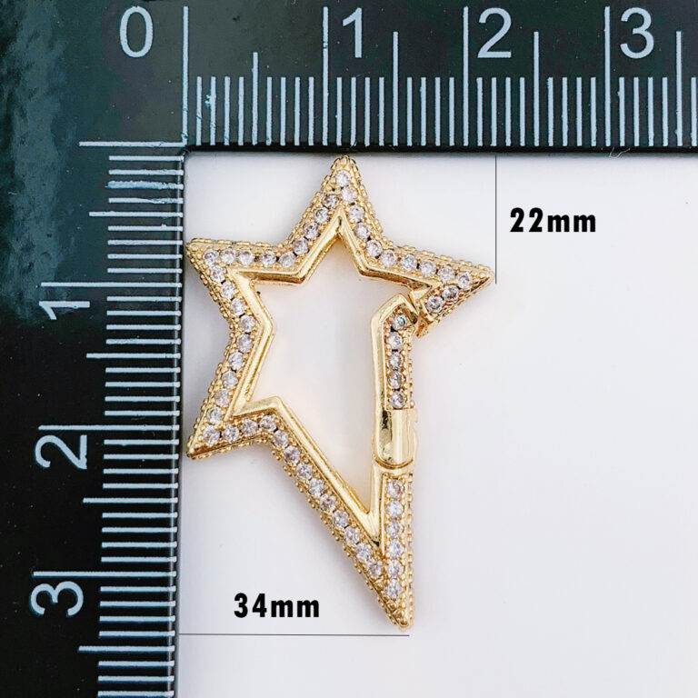 14K Gold Filled Snap Clasp, CZ Micro Pave Snap Clasp, Star Clasp, CL448B
