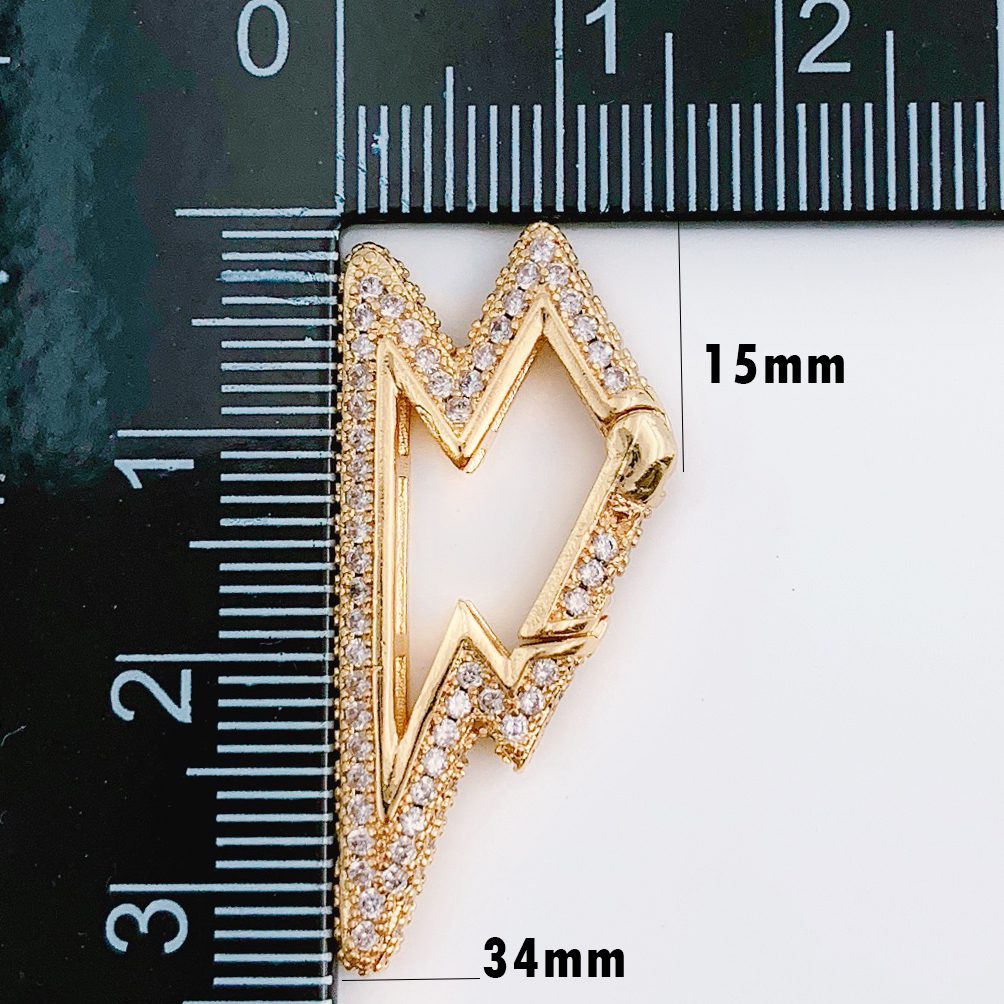 14K Gold Filled Snap Clasp, CZ Micro Pave Snap Clasp, Lightning Bolt Clasp, CL448E