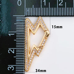 14K Gold Filled Snap Clasp, CZ Micro Pave Snap Clasp, Lightning Bolt Clasp, CL448E