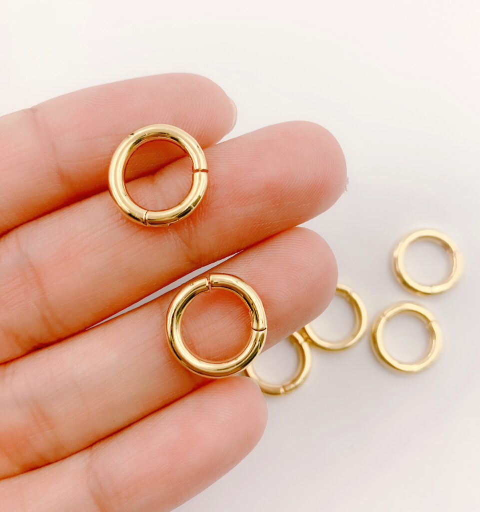 14K Gold Filled1x Dainty Gold Spring Gate Ring, Push Gate Ring, Charm Holder Gold/Silver Clasp for Charm Holder Connector, CL449