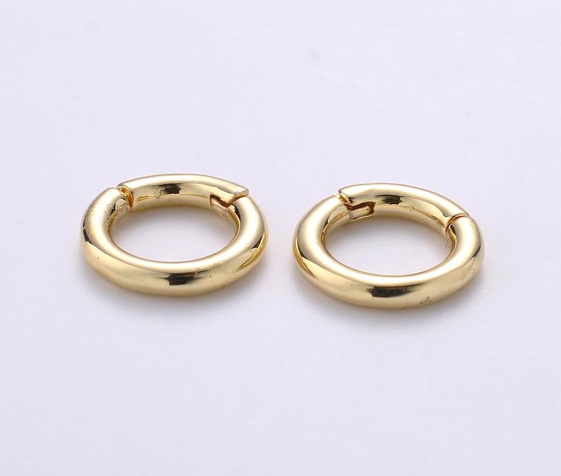 14K Gold Filled1x Dainty Gold Spring Gate Ring, Push Gate Ring, Charm Holder Gold/Silver Clasp for Charm Holder Connector, CL449