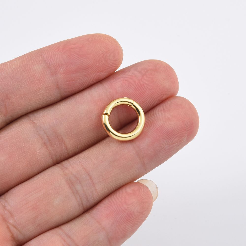 14K Gold Filled1x Dainty Gold Spring Gate Ring, Push Gate Ring, Charm Holder Gold/Silver Clasp for Charm Holder Connector, CL449