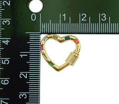 14K Gold Filled Carabiner Clasp, Heart Clasp, Screw Clasp, Cubic Zirconia, CL456A