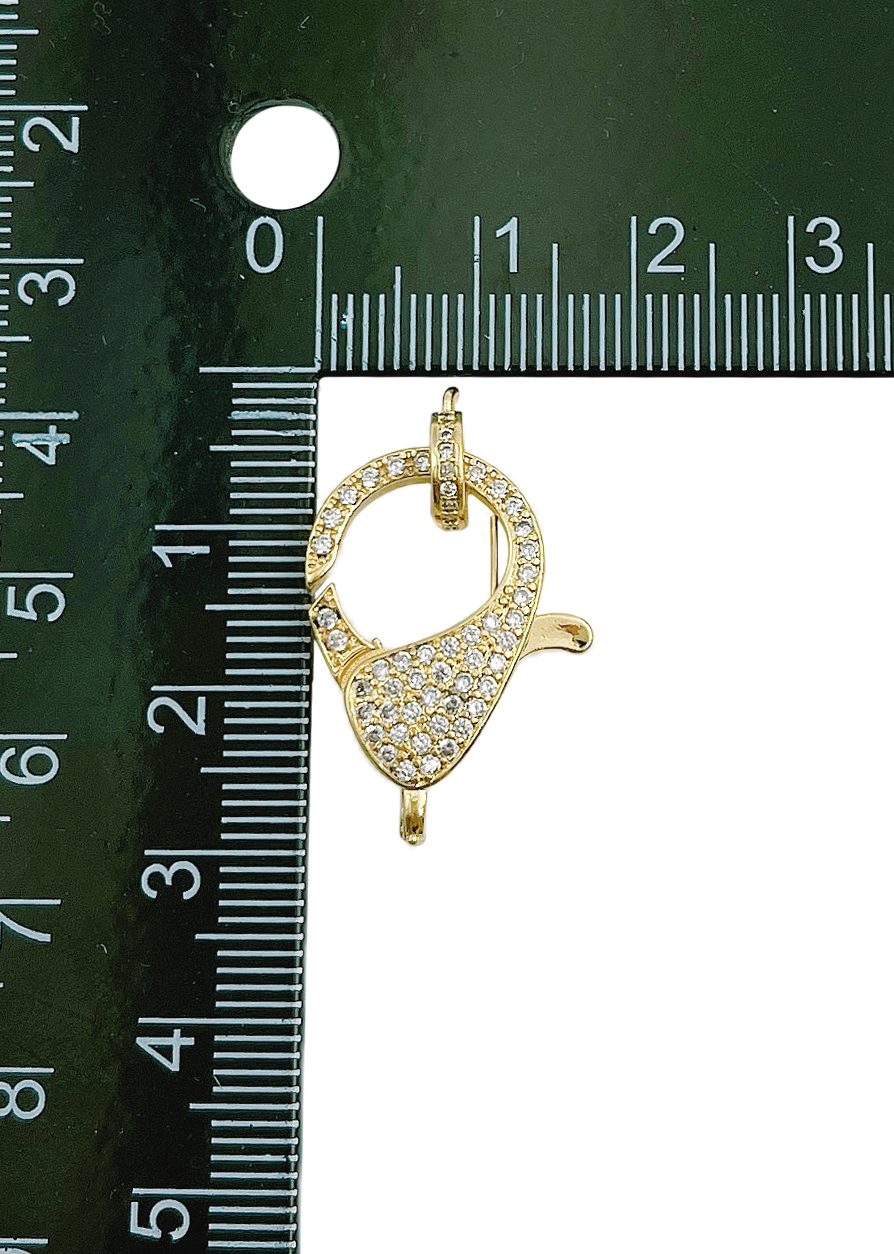 14K Gold Filled Micro Pave Clear Lobster Clasp, 25x18mm, CL461A