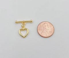 14K Gold Filled Heart Toggle Clasp, Toggle Clasp for Bracelet Necklace Jewelry Making Supply OT Clasp for Minimalist Jewelry, CL470