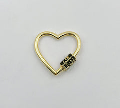 18K Gold Filled Heart Screw Clasp, Screw Clasp Heart with LOVE Word, Interlocking Clasp, Pave Heart Shaped Clasps for Jewelry Making, CL473