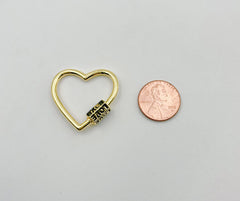 18K Gold Filled Heart Screw Clasp, Screw Clasp Heart with LOVE Word, Interlocking Clasp, Pave Heart Shaped Clasps for Jewelry Making, CL473