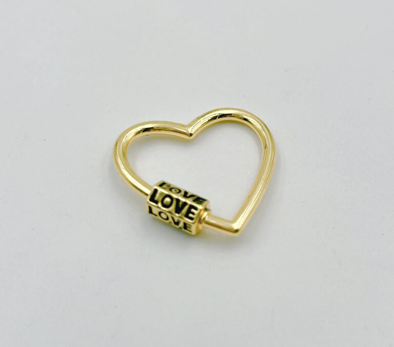 18K Gold Filled Heart Screw Clasp, Screw Clasp Heart with LOVE Word, Interlocking Clasp, Pave Heart Shaped Clasps for Jewelry Making, CL473