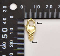 18K Gold Filled Thick Lobster Claw Clasp, Lobster Claw Clasp with Jump Ring for Bracelet, Necklace Jewelry Making Supply, 15/18mm, CL475