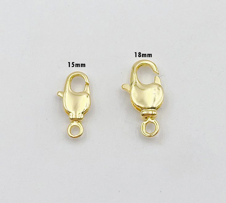 18K Gold Filled Thick Lobster Claw Clasp, Lobster Claw Clasp with Jump Ring for Bracelet, Necklace Jewelry Making Supply, 15/18mm, CL475