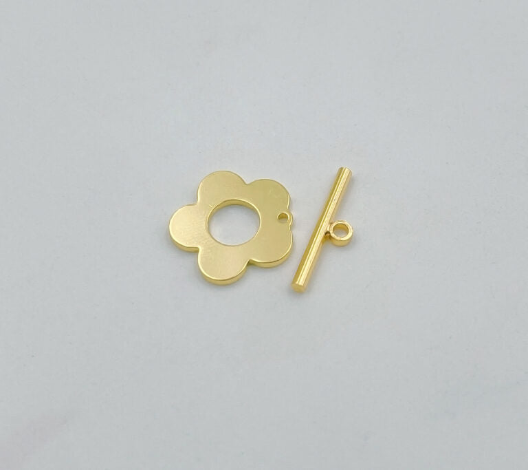 18K Gold Filled Flower Toggle Clasp 1 set, Dainty Flower Toggle Clasps OT Clasp for Bracelet Necklace Jewelry Making Supply, CL476