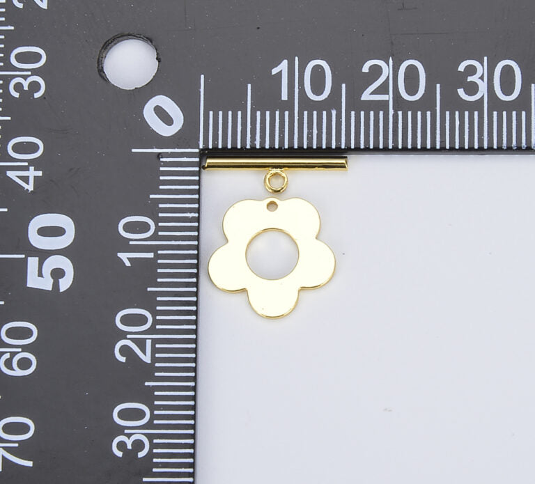 18K Gold Filled Flower Toggle Clasp 1 set, Dainty Flower Toggle Clasps OT Clasp for Bracelet Necklace Jewelry Making Supply, CL476