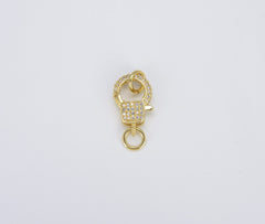 18K Gold Filled Lobster Clasp, CZ Clear Micro Pave Lobster End Clasp, Cubic Clasp Enhancer, DIY, Jewelry Making Supply, 21x10mm, CL487