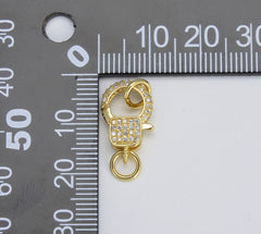 18K Gold Filled Lobster Clasp, CZ Clear Micro Pave Lobster End Clasp, Cubic Clasp Enhancer, DIY, Jewelry Making Supply, 21x10mm, CL487