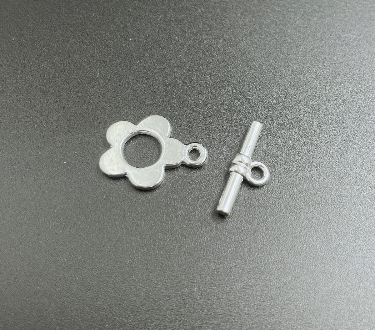 Silver Plated Flower Toggle Clasp, 1 Set, CL488