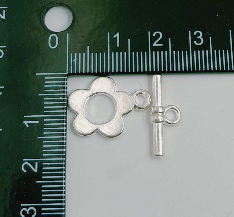 Silver Plated Flower Toggle Clasp, 1 Set, CL488