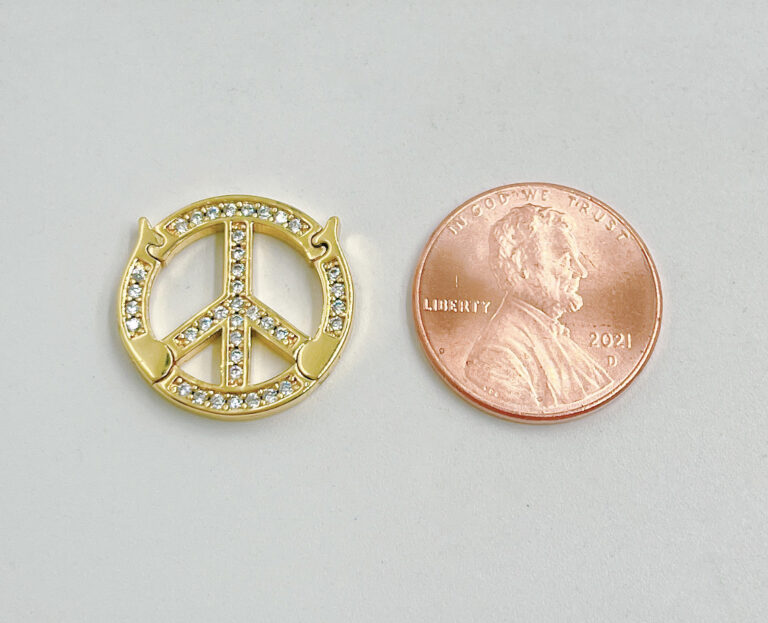 18K Gold Filled Peace Sign Buckle Clasp, CL491