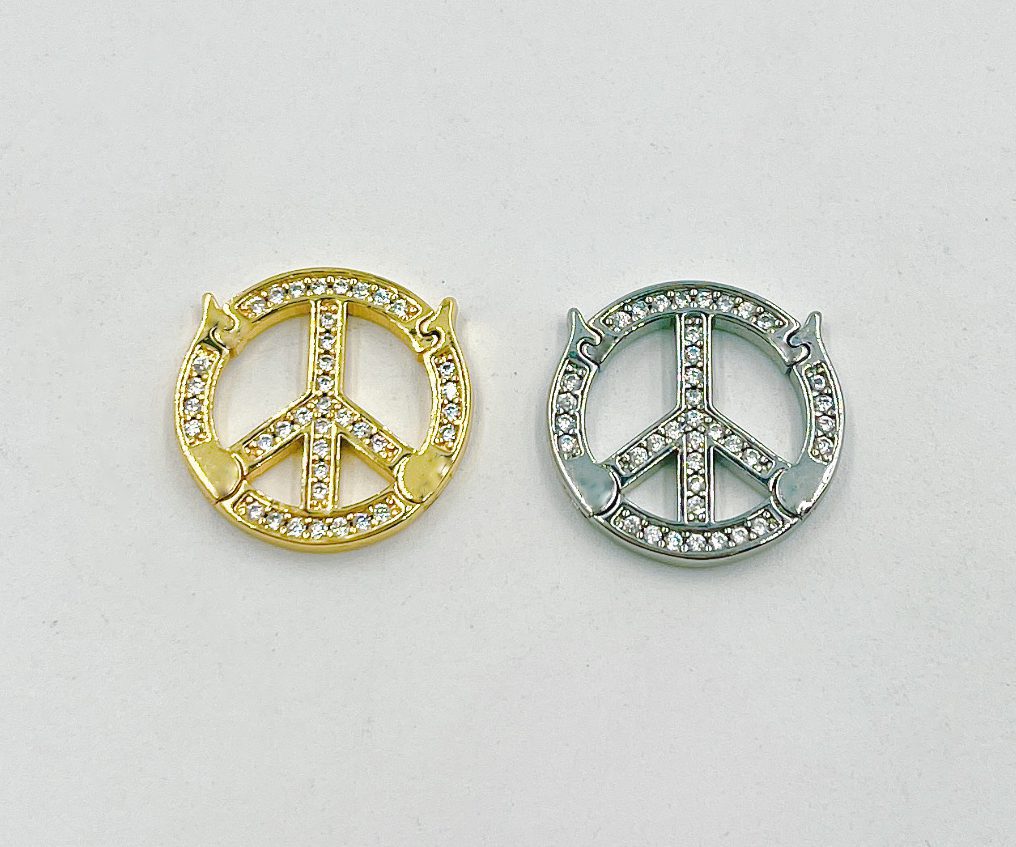 18K Gold Filled Peace Sign Buckle Clasp, CL491